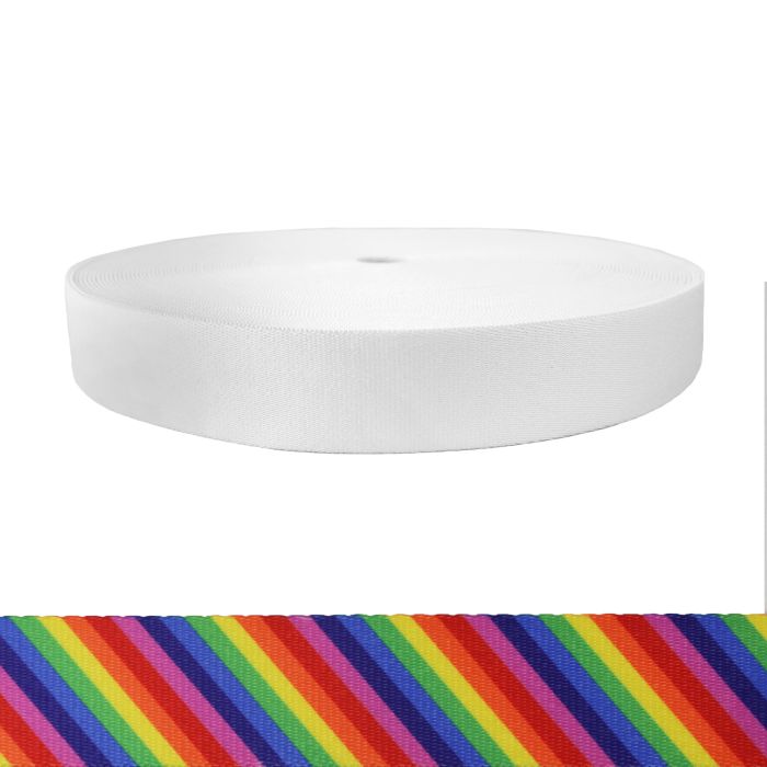 1-1/2 Inch Picture Quality Polyester Webbing Rainbow Stripe