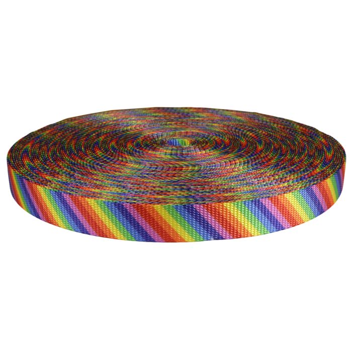 1 Inch Utility Polyester Webbing Rainbow Stripe