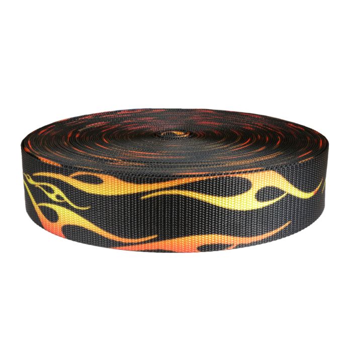 2 Inch Utility Polyester Webbing Hot Rod Flames