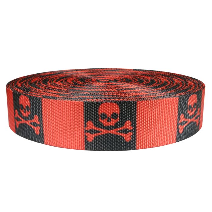 2 Inch Utility Polyester Webbing Jolly Roger Red
