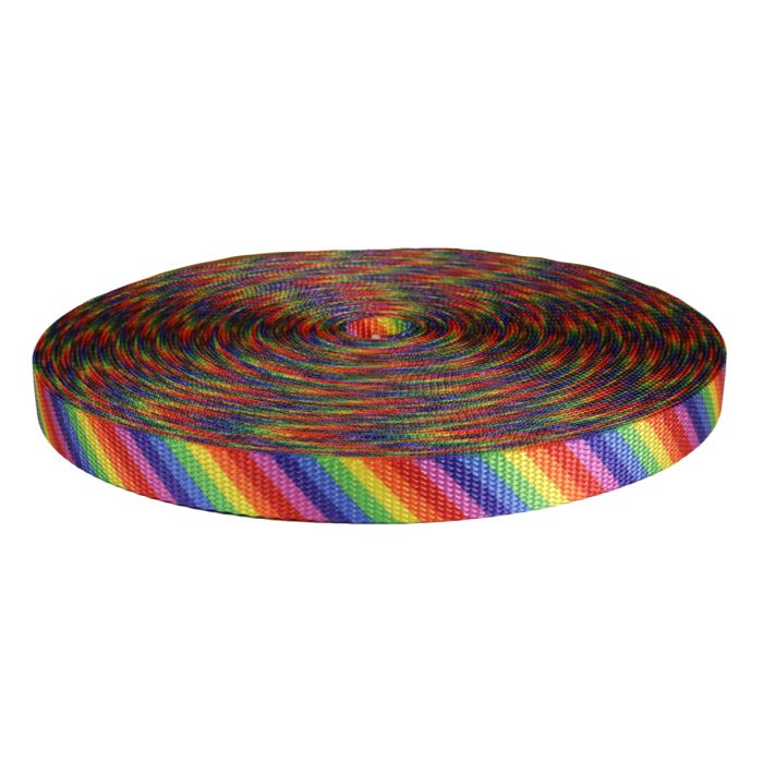 3/4 Inch Utility Polyester Webbing Rainbow Stripe