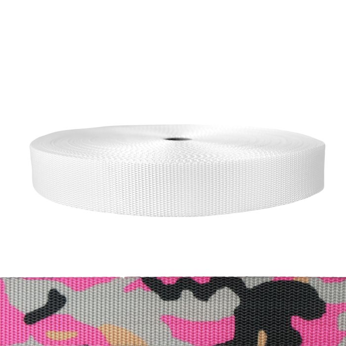 1-1/2 Inch Utility Polyester Webbing Camouflage Pink