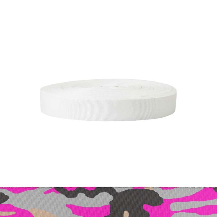1 Inch Polyester Ribbon Camouflage Pink