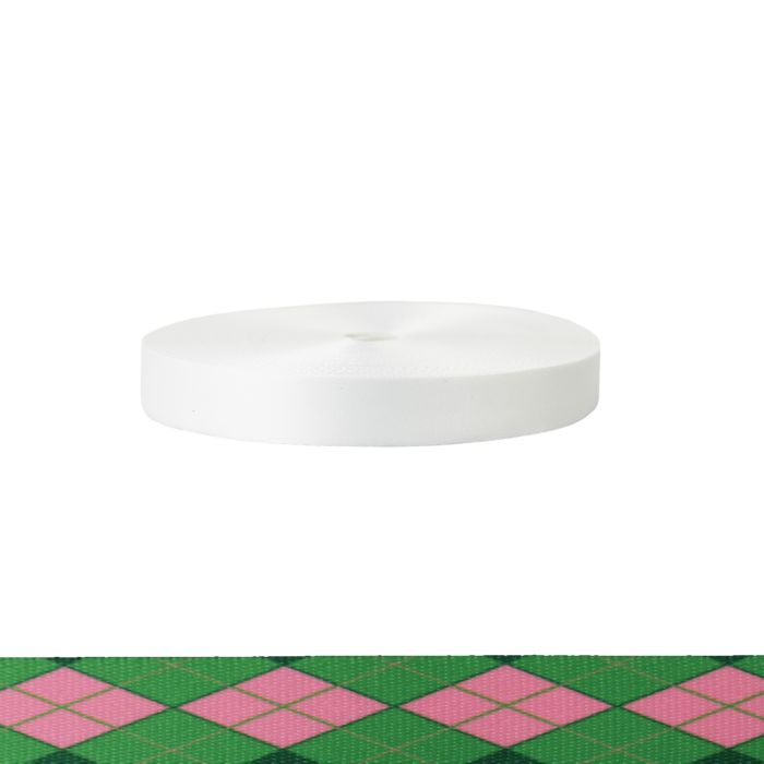 1 Inch Polyester Satin Argyle: Pink and Green