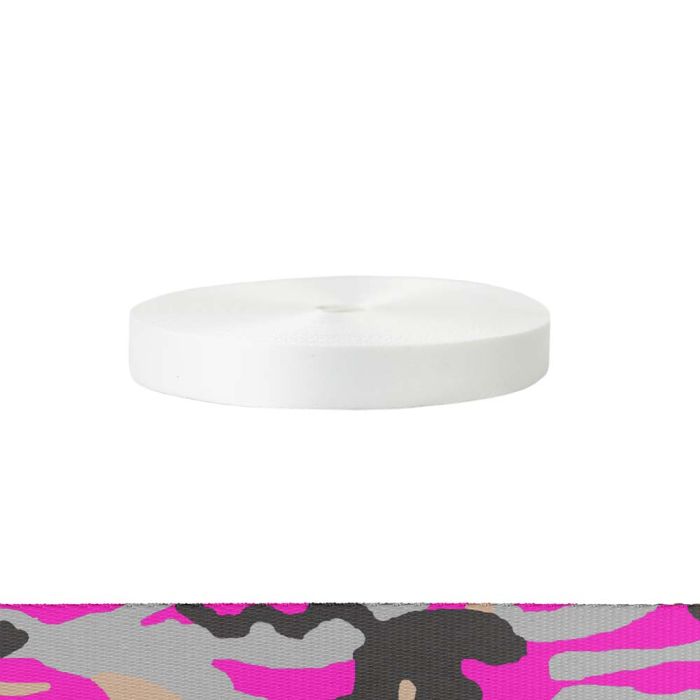 1 Inch Polyester Satin Camouflage Pink