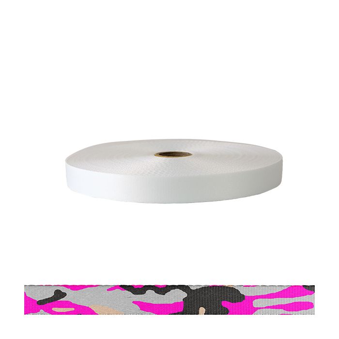 3/4 Inch Polyester Satin Camouflage Pink