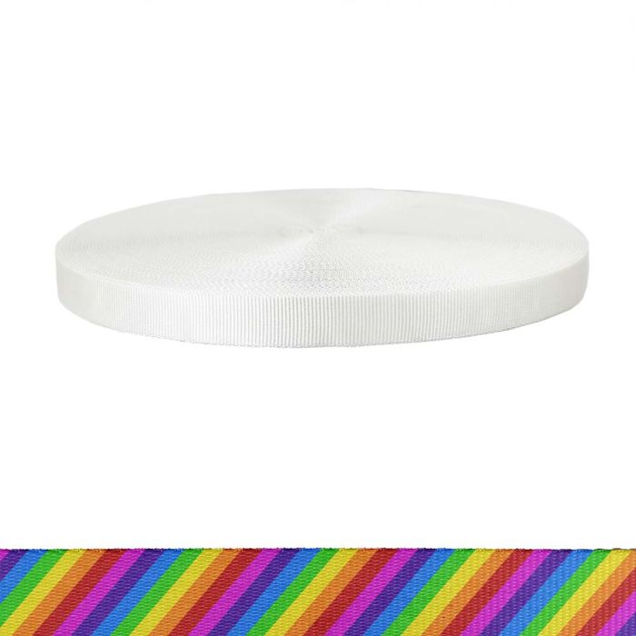 1 Inch Tubular Polyester Rainbow Stripe