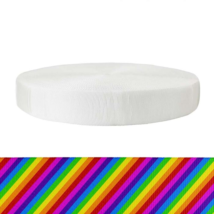 2 Inch Tubular Polyester Rainbow Stripe