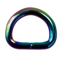 3/4 Inch Metal D-Ring Rainbow Plated