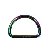 1 1/2 Inch Metal D-Ring Rainbow Plated