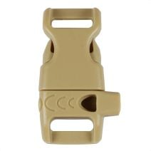 1/2 Inch Plastic Whistle Side Release Buckle No Adjust Contoured Desert Tan