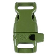 1/2 Inch Plastic Whistle Side Release Buckle No Adjust Contoured Olive Drab