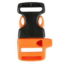 3/4 Inch Plastic Whistle Side Release Buckle Single Adjust Black and Orange