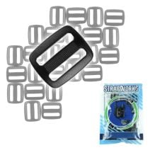 1 Inch Black Plastic Slides, 25 Pack