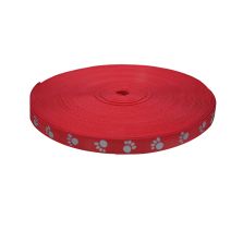 Clearance 1 Inch Polyester Puppy Paws Red With Reflective Paws