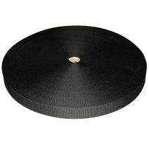300 Foot roll of 1 1/2" wide black heavyweight polypropylene webbing.