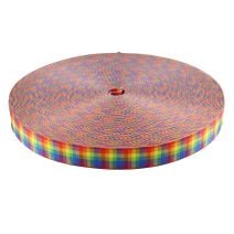 1 Inch Picture Quality Polyester Webbing Gay Pride Plaid