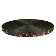3/4 Inch Picture Quality Polyester Webbing Rainbow Paws