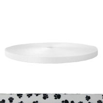 5/8 Inch Picture Quality Polyester Webbing Puppy Paws: Black on White