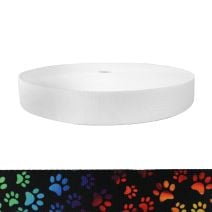1-1/2 Inch Picture Quality Polyester Webbing Rainbow Paws