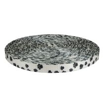 3/4 Inch Utility Polyester Webbing Puppy Paws: Black on White