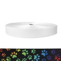 1-1/2 Inch Utility Polyester Webbing Rainbow Paws