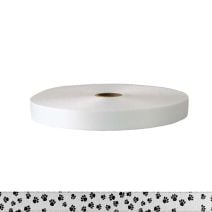 3/4 Inch Polyester Satin Puppy Paws: Black on White