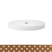 1 Inch Sublimated Elastic Polka Dots: Pink on Brown