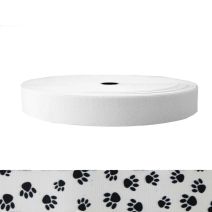1-1/2 Inch Sublimated Elastic Puppy Paws: Black on White