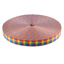 1 Inch Picture Quality Polyester Webbing Gay Pride Plaid