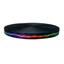 1 Inch Picture Quality Polyester Webbing Rainbow Lightning Splatter