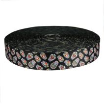 2 Inch Picture Quality Polyester Webbing Sugar Skulls Black