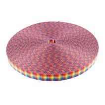 3/4 Inch Picture Quality Polyester Webbing Gay Pride Plaid
