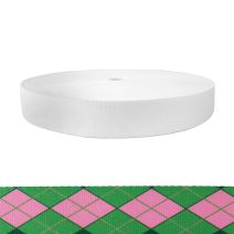 1-1/2 Inch Picture Quality Polyester Webbing Argyle: Pink and Green