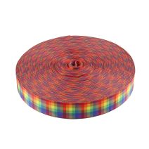 1-1/2 Inch Picture Quality Polyester Webbing Gay Pride Plaid