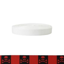 1 Inch Polyester Ribbon Jolly Roger Red