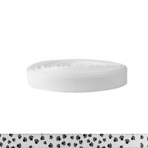 3/4 Inch Polyester Ribbon Puppy Paws: Black on White