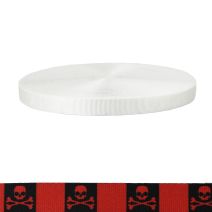 1 Inch Tubular Polyester Jolly Roger Red