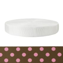 2 Inch Tubular Polyester Polka Dots: Pink on Brown