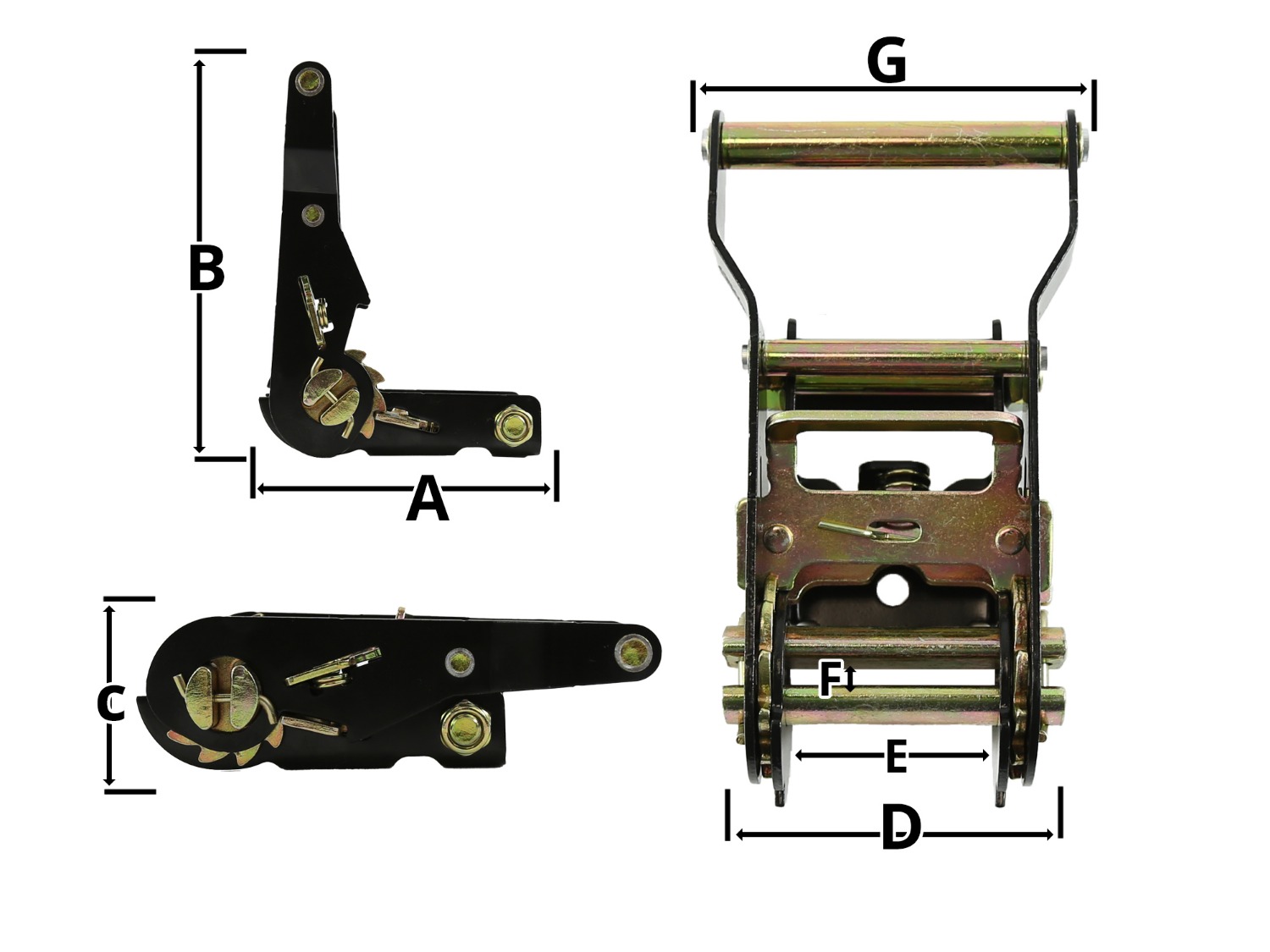 Diagram illustrating labels for the following table of measurements