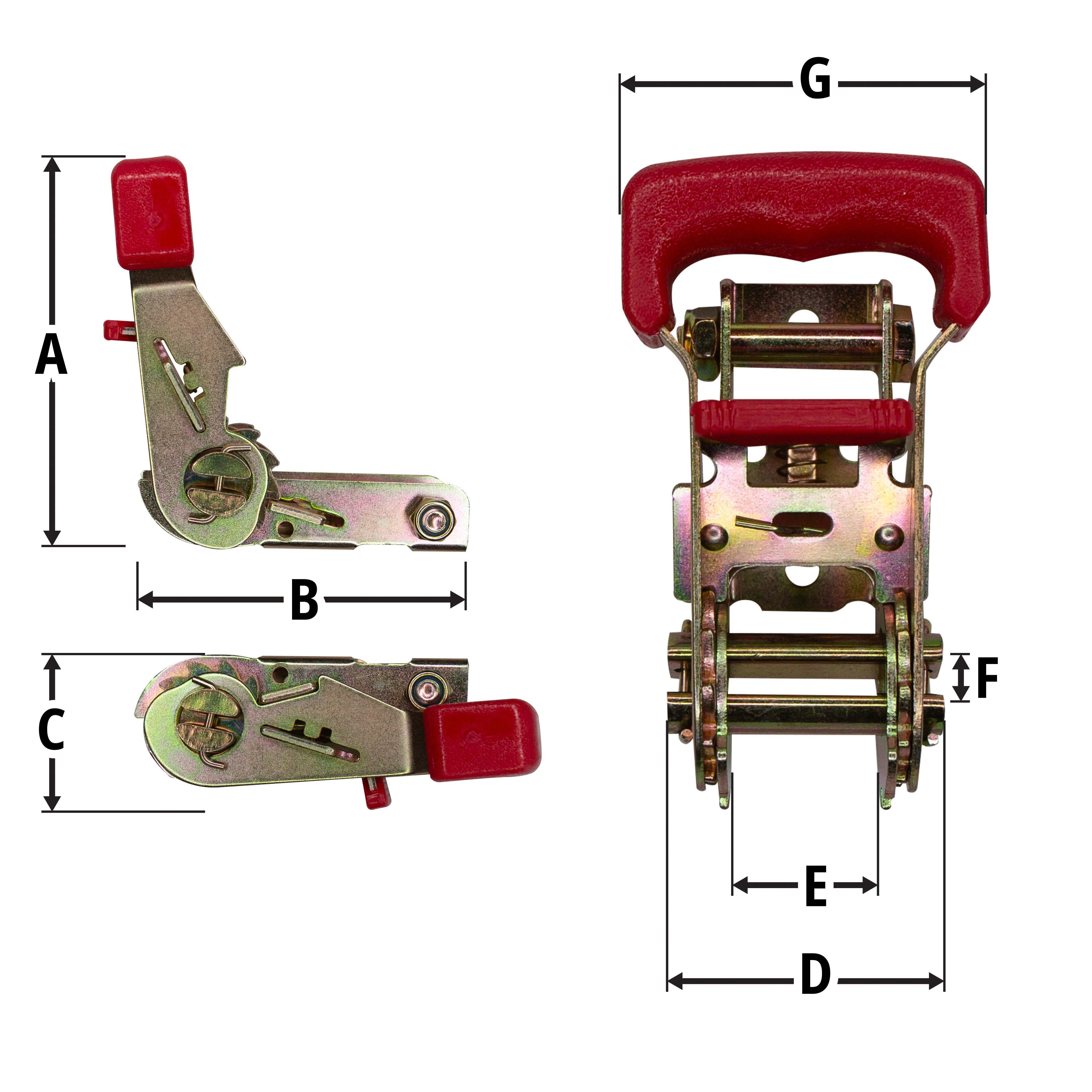 Diagram illustrating labels for the following table of measurements