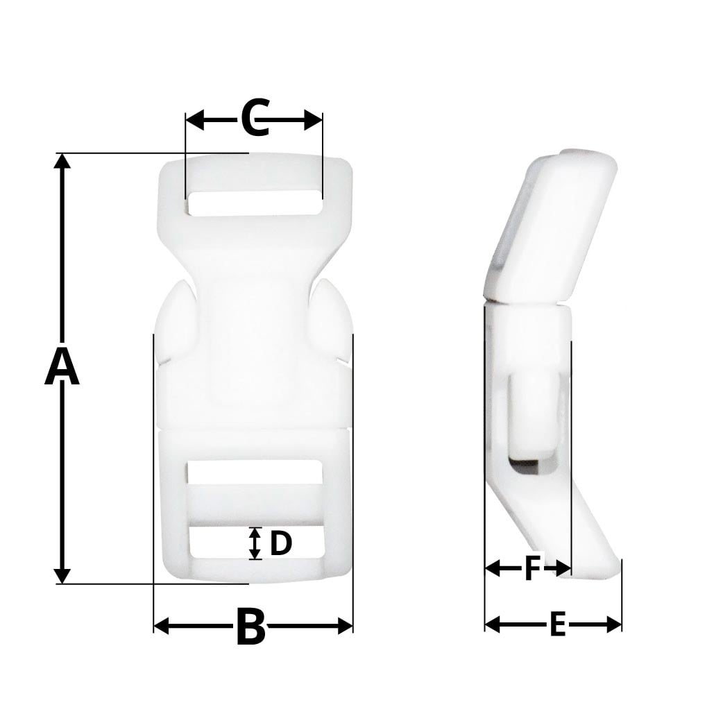 Diagram illustrating labels for the following table of measurements